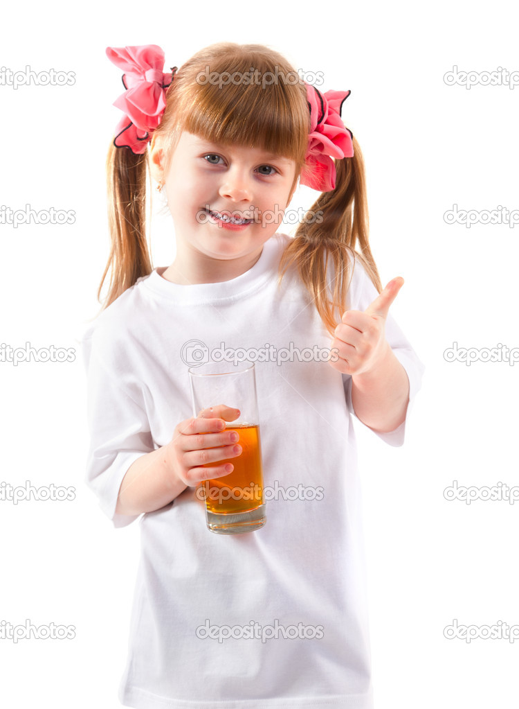 Little girl with a glass of juice
