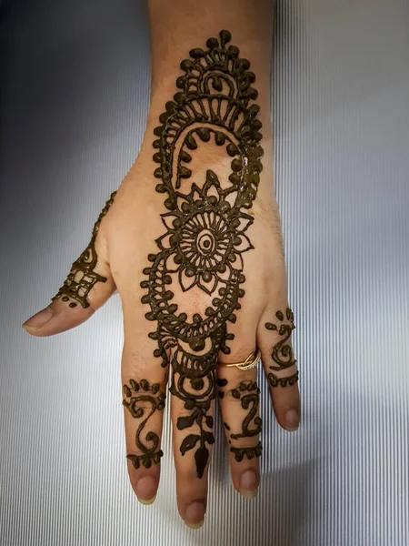 Heena Oder Indische Mehndi Zeichnen Anlässlich Der Hochzeit Und Des — Stockfoto