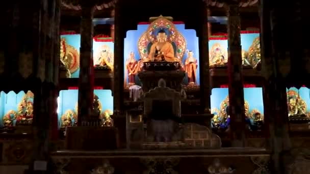 Ancien Monastère Bouddhiste Vue Intérieur Depuis Angle Plat Jour — Video