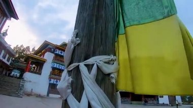 Antik büyük renkli Budist manastırı sabah farklı bir bakış açısıyla