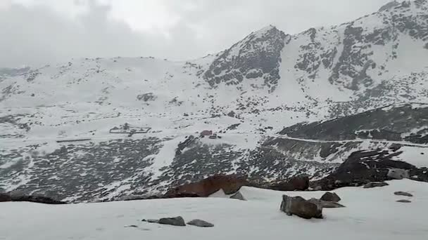 Himalaya Sneeuw Cap Berglandschap Winter Morgens Vanuit Top Hoek — Stockvideo