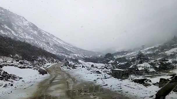 Снегопад Горах Гималайских Снежных Шапок Утром — стоковое видео