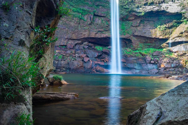 Waterfall Falling Streams Mountain Top Reflection Different Perspective Image Taken — Stock Photo, Image