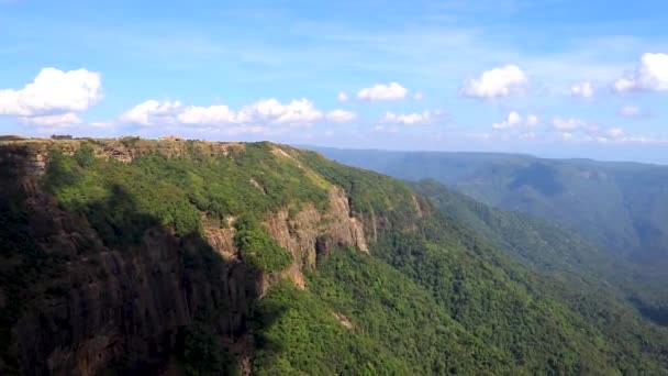 Mountain Range Bright Blue Sky Morning Flat Angle Video Taken — Stock Video