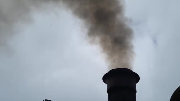 Zwarte Vervuilde Rook Afkomstig Van Oude Dag Steenkool Spoorweg Motor — Stockvideo