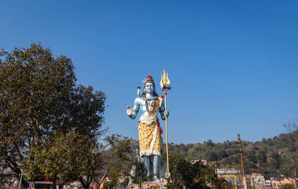 Estátua Shiva Deus Hindu Com Fundo Céu Azul Brilhante Manhã — Fotografia de Stock