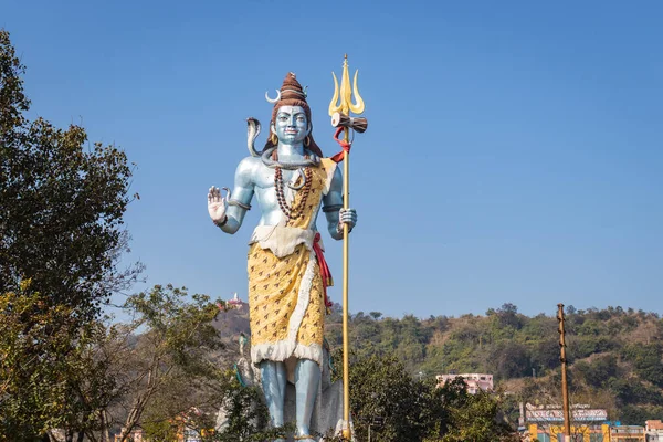 Hindu God Shiva Statue Bright Blue Sky Background Morning Different — Stock Photo, Image