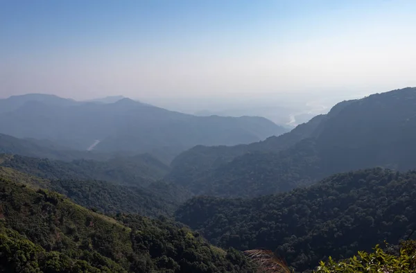 Mountain Layers Covered White Mists Forests Morning Image Taken Nongnah — ストック写真