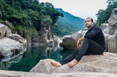 Nehir yatağı görüntüsü, Sliang wah ve Umngot amkoi jaintia Hill meghalaya Hindistan 'da çekildi..