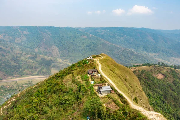 Camino Tierra Que Conduce Cima Montaña Desde Ángulo Superior Imagen — Foto de Stock