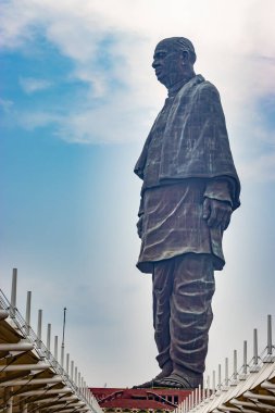 statue of unity the world tallest statue with bright dramatic sky at day from different angle image is taken at vadodra gujrat india on July 10 2022.