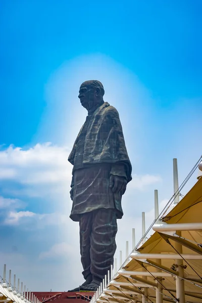 statue of unity the world tallest statue with bright dramatic sky at day from different angle image is taken at vadodra gujrat india on July 10 2022.