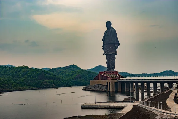 statue of unity the world tallest statue with bright dramatic sky at day from different angle image is taken at vadodra gujrat india on July 10 2022.