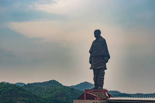 statue of unity the world tallest statue with bright dramatic sky at day from different angle image is taken at vadodra gujrat india on July 10 2022.