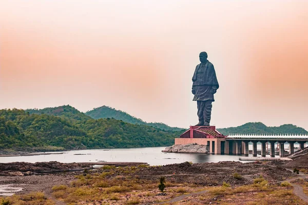 statue of unity the world tallest statue with bright dramatic sky at day from different angle image is taken at vadodra gujrat india on July 10 2022.