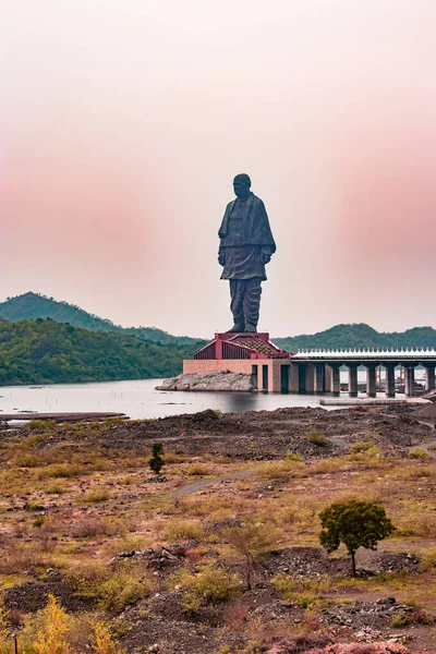 statue of unity the world tallest statue with bright dramatic sky at day from different angle image is taken at vadodra gujrat india on July 10 2022.