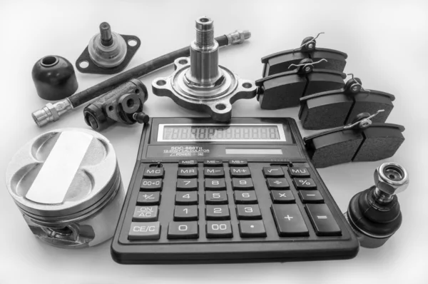 Otomobil yedek parçalar ve hesap makinesi