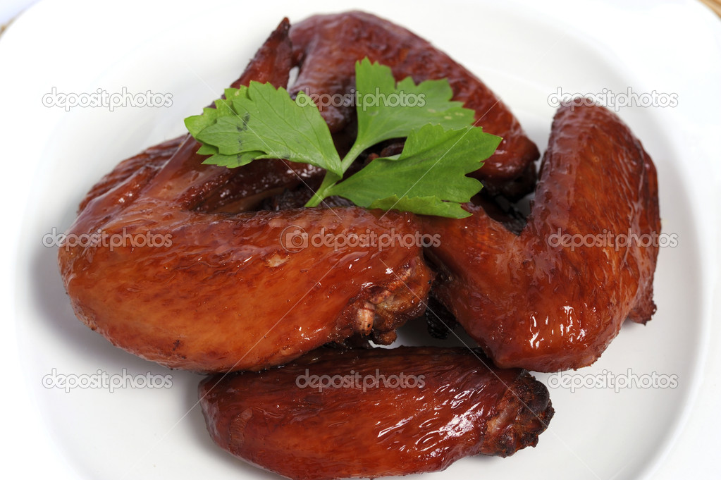 Baked chicken wings.
