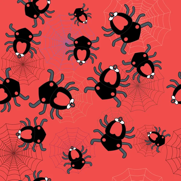 Dikişsiz desen örümcekler ve örümcek ağları — Stok Vektör