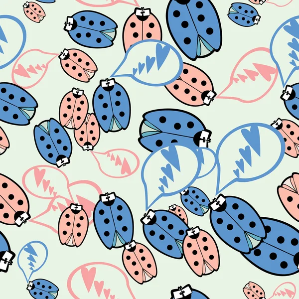 Seamless texture ladybugs in love Stock Illustration