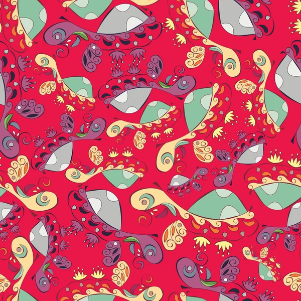 Seamless hand draw abstract pattern in folk style Stock Illustration