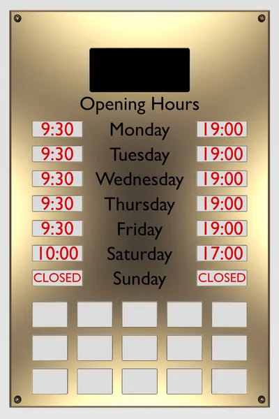 Commercial opening hours — Stock Photo, Image