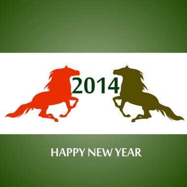 2014 yılınız kutlu olsun! At yılı. Vektör İllüstrasyonu