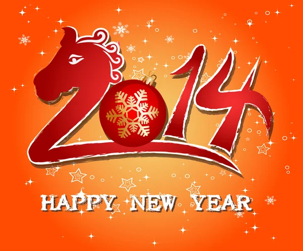 Frohes neues Jahr 2014! Jahr des Pferdes. Vektorillustration — Stockvektor