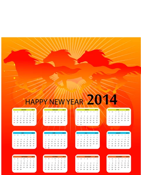 Frohes neues Jahr 2014! Jahr des Pferdes. Vektorillustration — Stockvektor
