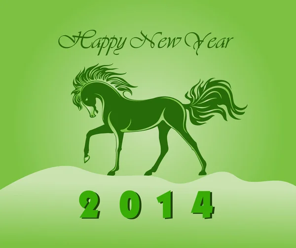 Gelukkig nieuwjaar 2014! Jaar van het paard. Vector Illustratie — Stockvector