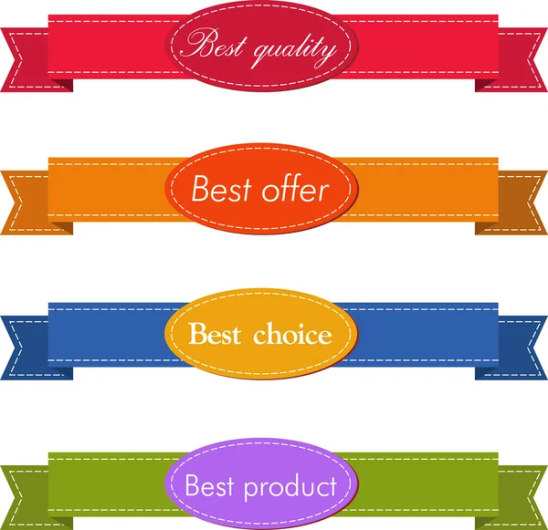 Set of Superior Quality and Satisfaction Guarantee Ribbons, Labels, Tags. Retro vintage style — Stock Vector