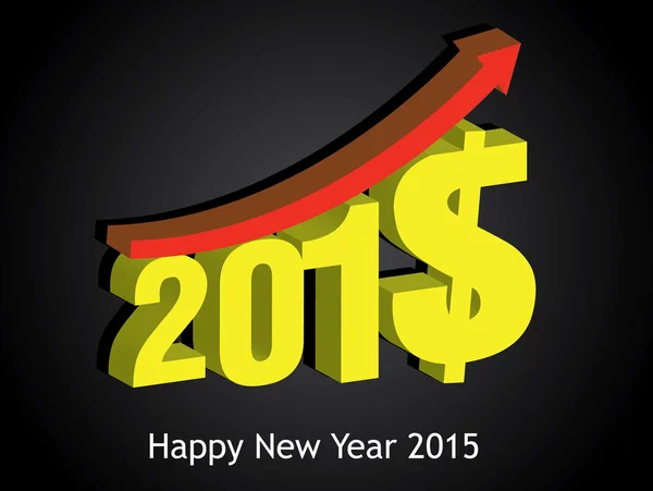 Crescita monetaria del 2015. Felice anno nuovo — Vettoriale Stock