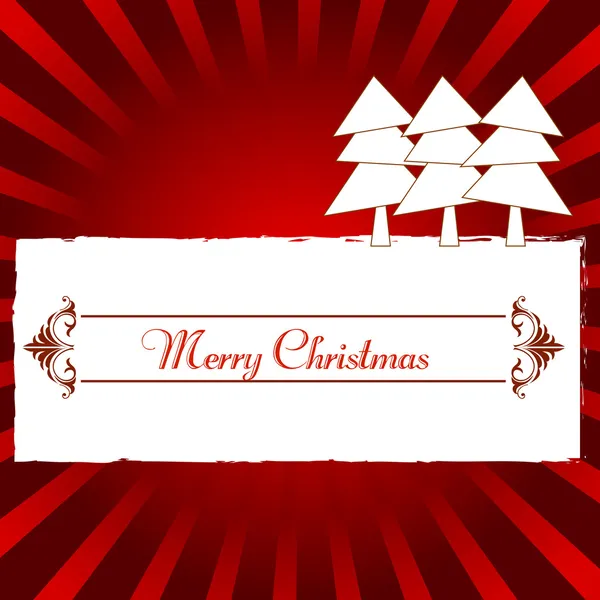 Рождественская открытка с елкой и орнаментами, Рождественская открытка — стоковый вектор