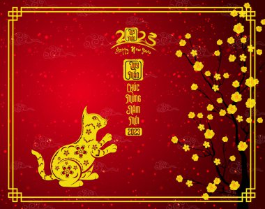Happy lunar new year 2023, Vietnamese new year, Year of the Cat.