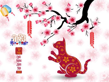 Happy lunar new year 2023, Vietnamese new year, Year of the Cat.