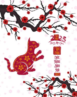 Happy lunar new year 2023, Vietnamese new year, Year of the Cat.