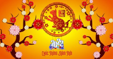 Happy lunar new year 2023, Vietnamese new year, Year of the Cat.