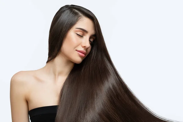 Fashion Woman Straight Long Shiny Hair Beauty Hair Care — Stock Photo, Image