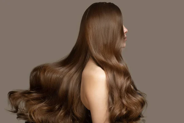 Wavy Beautiful Woman Hair Side View Flight — Stock Photo, Image