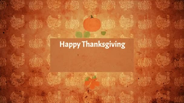 Χαρούμενη Ημέρα Ευχαριστιών Τυπογραφικό Κινούμενο Σχέδιο Πρότυπο. — Αρχείο Βίντεο