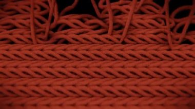 Tekstil Materyal Örgü 'ye yakın çekim. Kumaş Yapımının Gerçekçi Süreci.