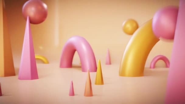 Abstract animated 3d render achtergrond gemaakt van eenvoudige geometrische vormen — Stockvideo
