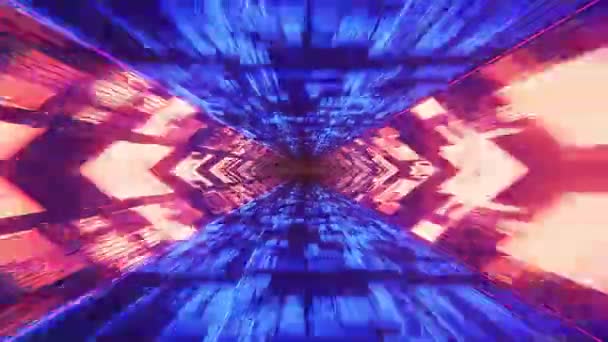 Streszczenie Neon Light tunel przelatujący przez 3d Rendering loop — Wideo stockowe