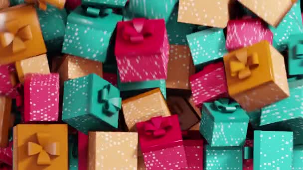 Falling gift boxes transition with alpha.3D rendering. — Stockvideo