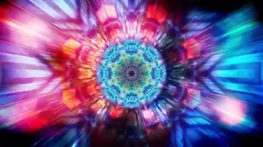 Psikedelik kutsal geometri sonsuz kaleydoskop görsel tünel ile hiper hızlı sıçramalar kusursuz 4k döngü asit yolculuğu meditasyon ruhsal uyanış için