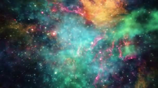 Animasi Terbang Melintasi Bintang Bintang Dan Nebula Nebula — Stok Video