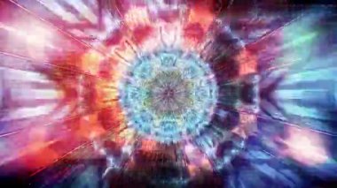 Mandala 3D Kaleidoscope seamless loop Psychedelic Trippy Futuristic Traditional Tunnel Pattern with hyperspace jumps for Consciousness Meditation Background Video Relaxing Ethnic Colorful pattern Chakra Kundalini Yoga
