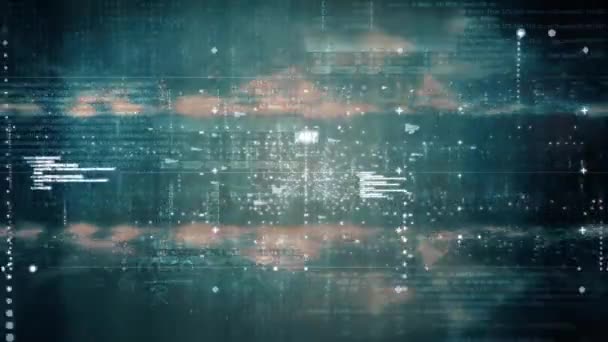 Abstract Dark Digital Grid Data Communication Technology Background Footage Data — Stok video