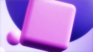 Hareket eden geometrik şekillere sahip soyut 3D görüntüleme. Modern animasyon, hareket tasarımı, 4k video