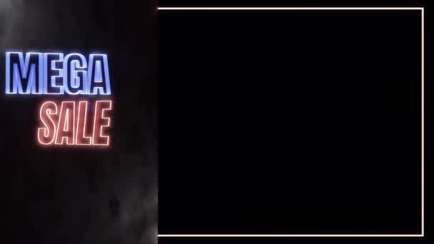 Анимированные Неоновые Мега Продажи Название Фоне Стены Копировальным Пространством Светящиеся — стоковое видео
